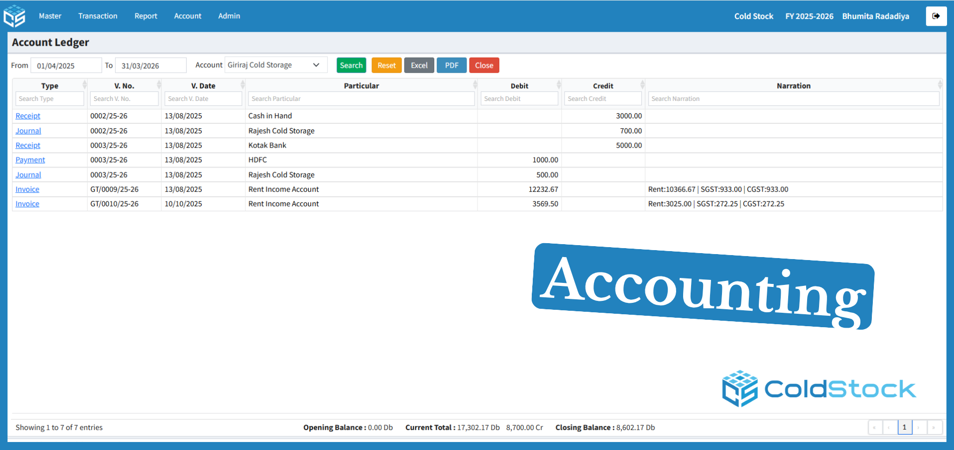 ColdStock Accounting Management Software